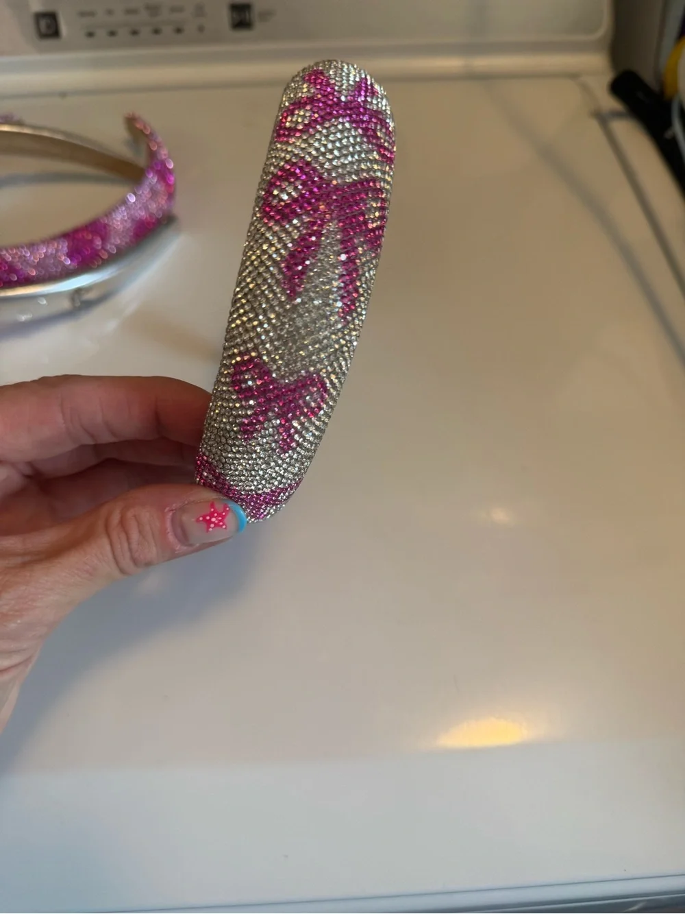 cheeky plum Sparkling Silver and Hot Pink Bow Headband